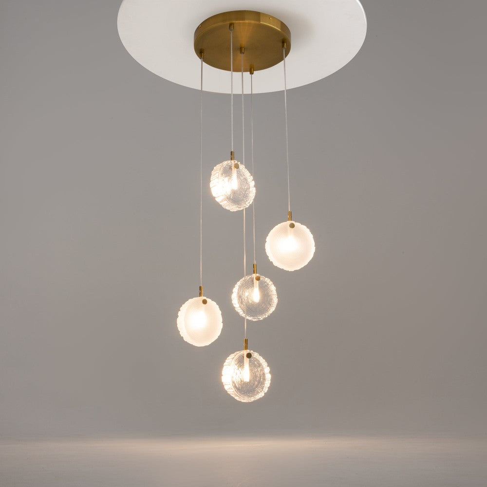 Frozen Pendant Lamp With Brass Styling - Five Lights-Maytoni-South Charlotte Fine Lighting