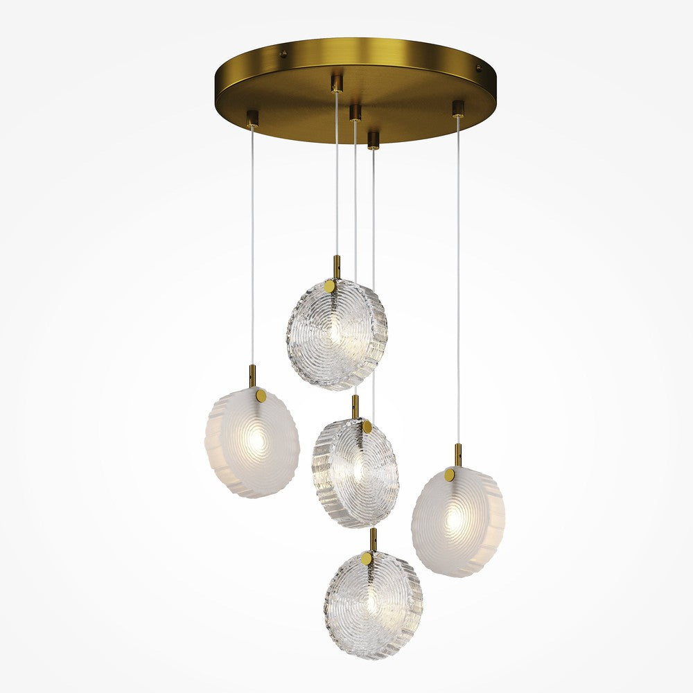 Frozen Pendant Lamp With Brass Styling - Five Lights-Maytoni-South Charlotte Fine Lighting