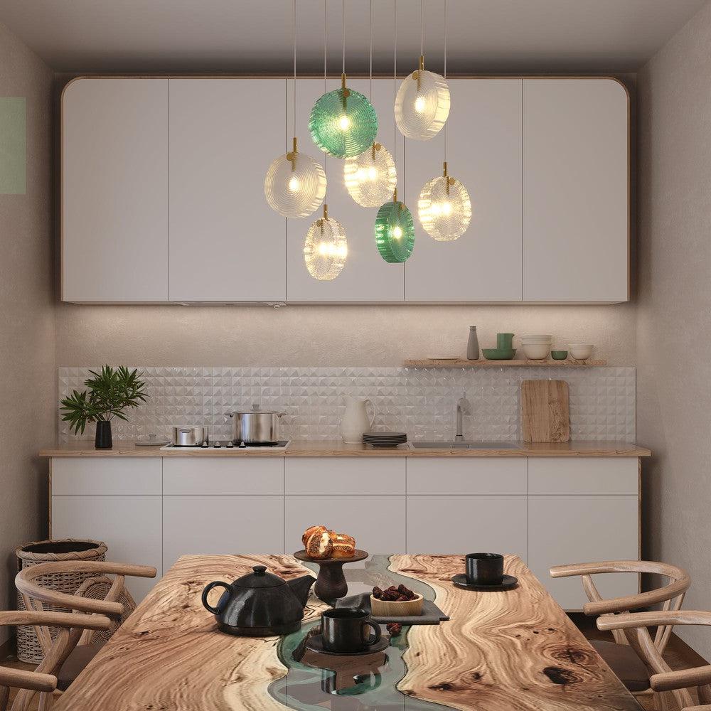 Frozen Pendant Lamp With Brass Styling - Seven Lights-Maytoni-South Charlotte Fine Lighting