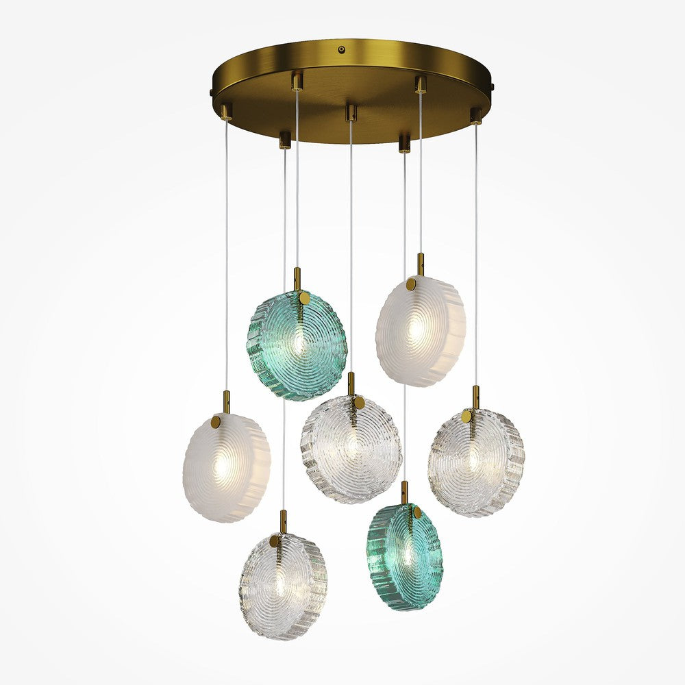 Frozen Pendant Lamp With Brass Styling - Seven Lights-Maytoni-South Charlotte Fine Lighting