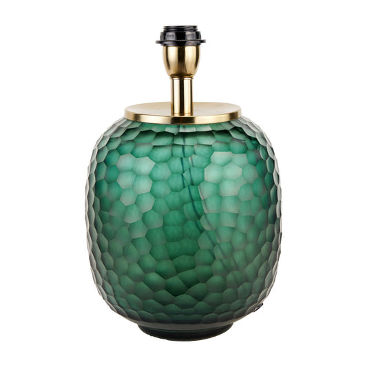 The Camila glass table lamp green base