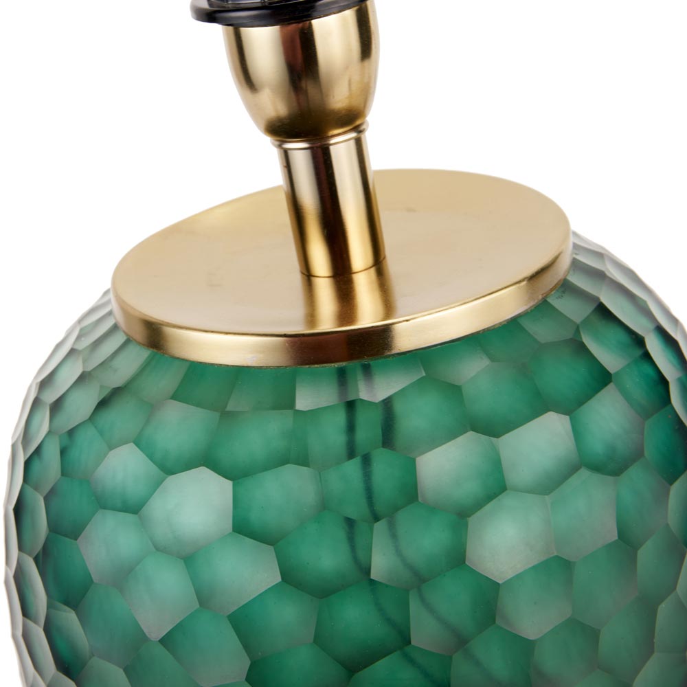 Camila glass table lamp green with cable just visible behind the glass