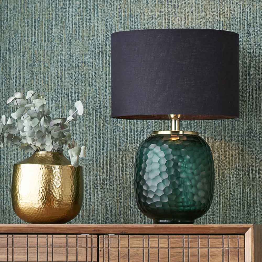 Camila glass table lamp green with optional black lampshade