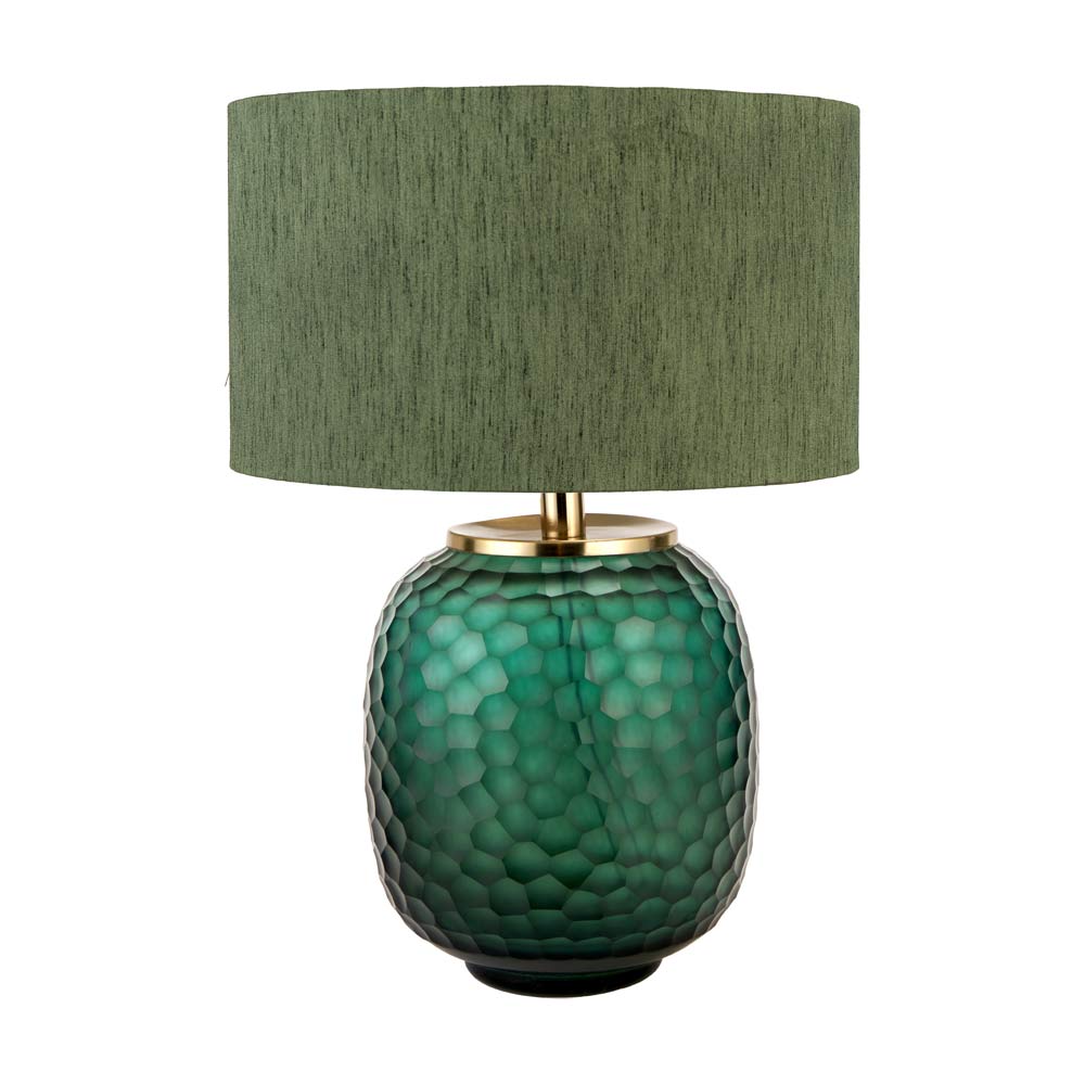 Camila glass table lamp green with optional green lampshade
