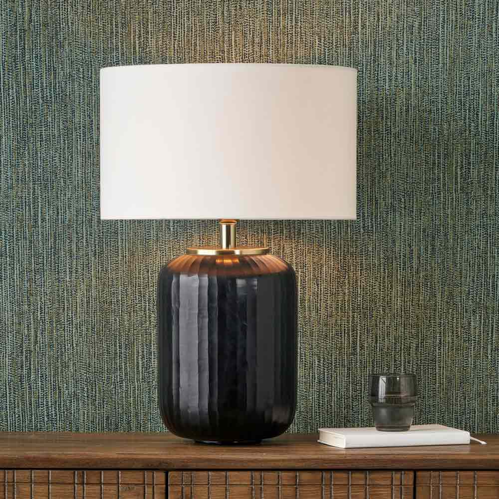 Large glass table lamp with optional white lampshade