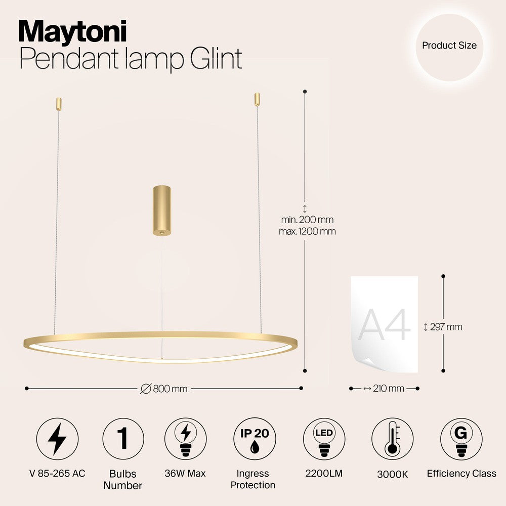 Glint Pendant Lamp With Brass Styling - Large-Maytoni-South Charlotte Fine Lighting