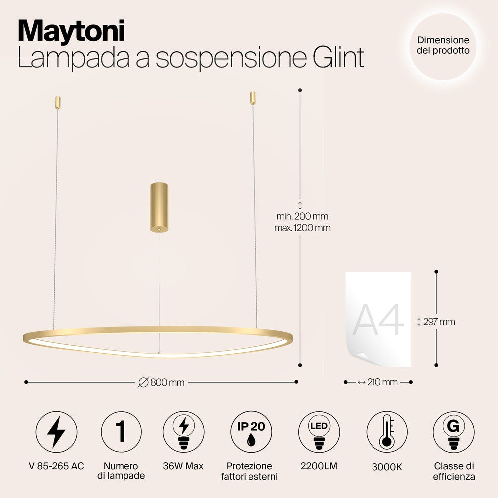 Glint Pendant Lamp With Brass Styling - Large-Maytoni-South Charlotte Fine Lighting