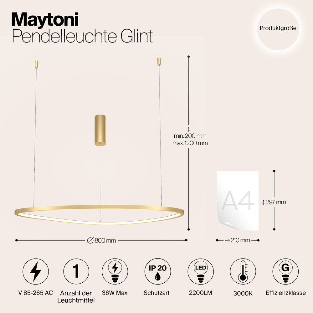 Glint Pendant Lamp With Brass Styling - Large-Maytoni-South Charlotte Fine Lighting