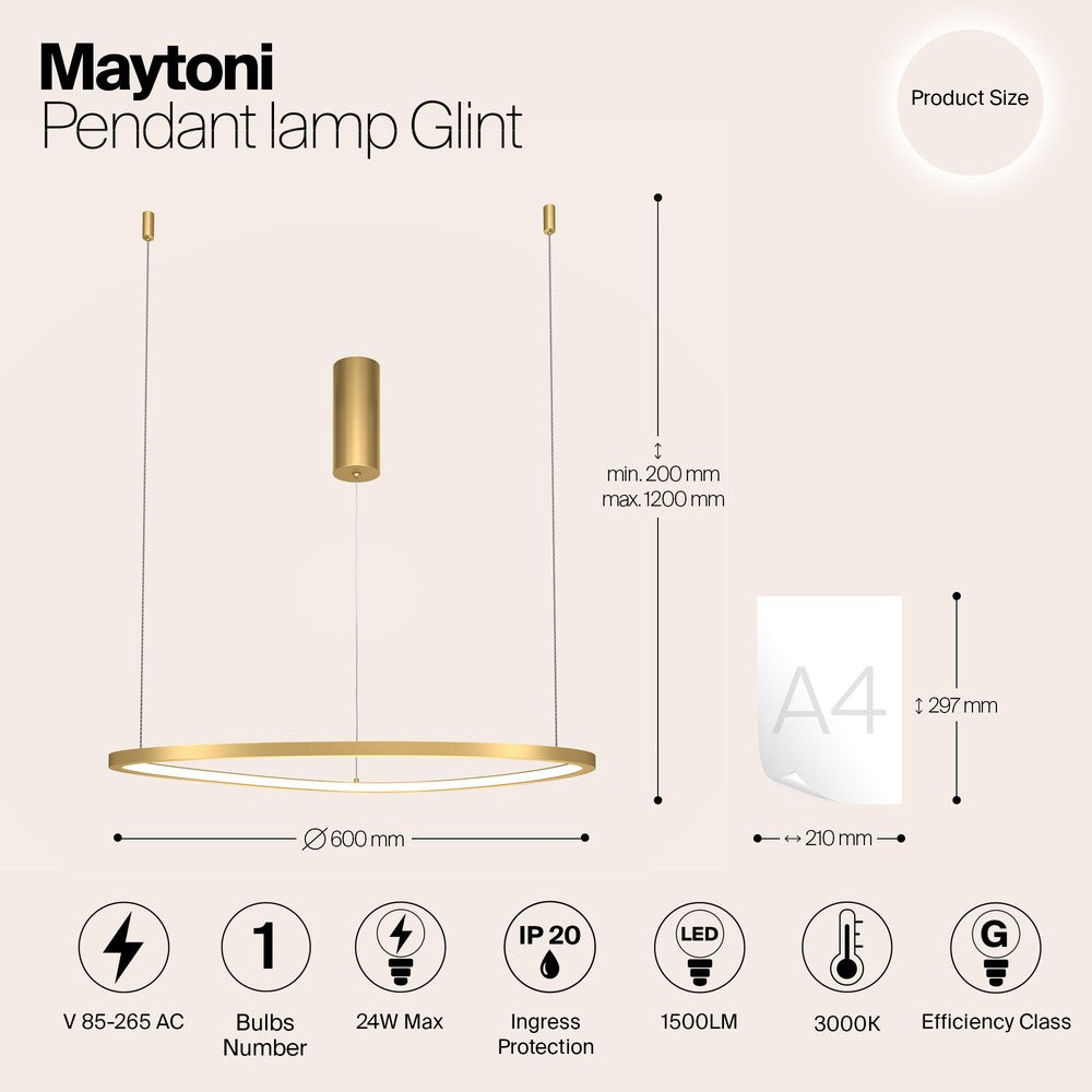 Glint Pendant Lamp With Brass Styling - Medium-Maytoni-South Charlotte Fine Lighting