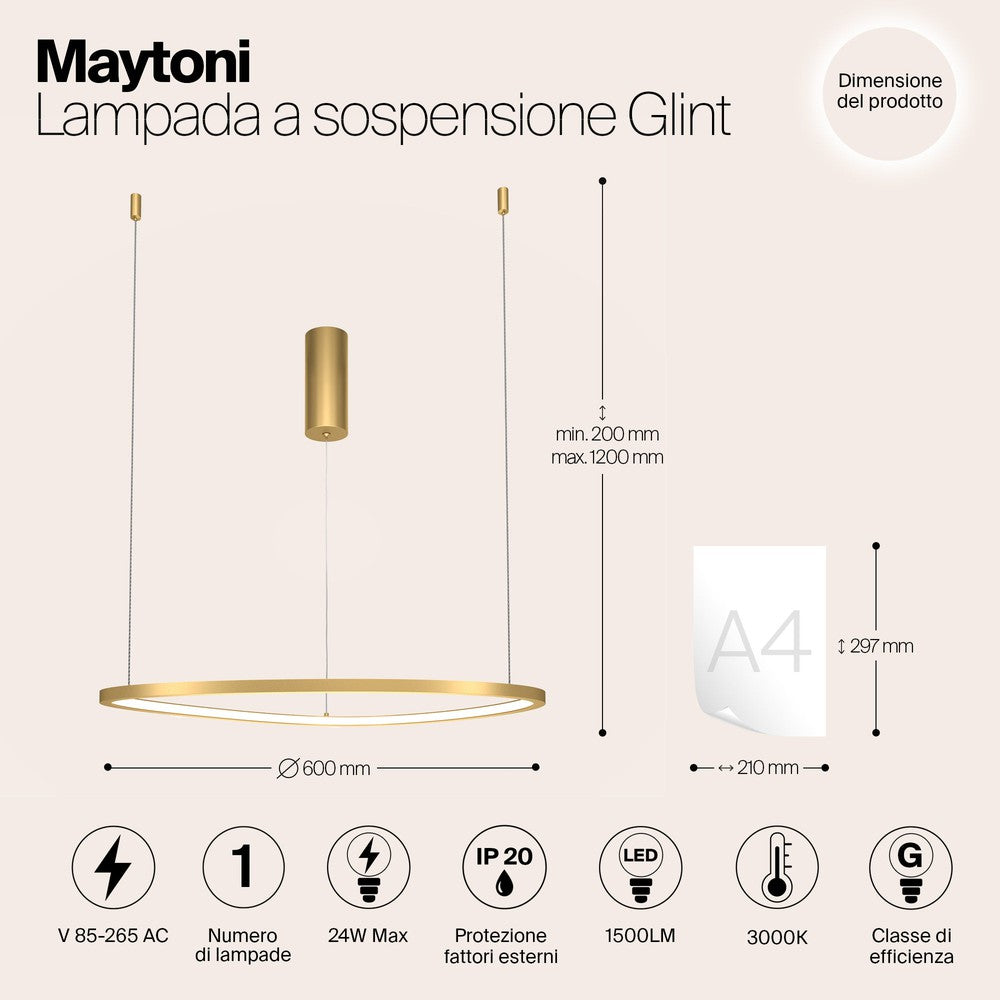 Glint Pendant Lamp With Brass Styling - Medium-Maytoni-South Charlotte Fine Lighting