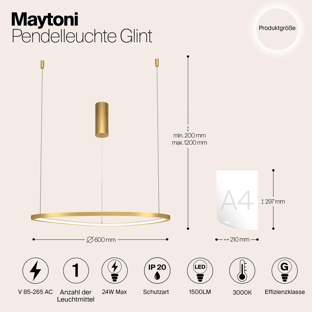 Glint Pendant Lamp With Brass Styling - Medium-Maytoni-South Charlotte Fine Lighting