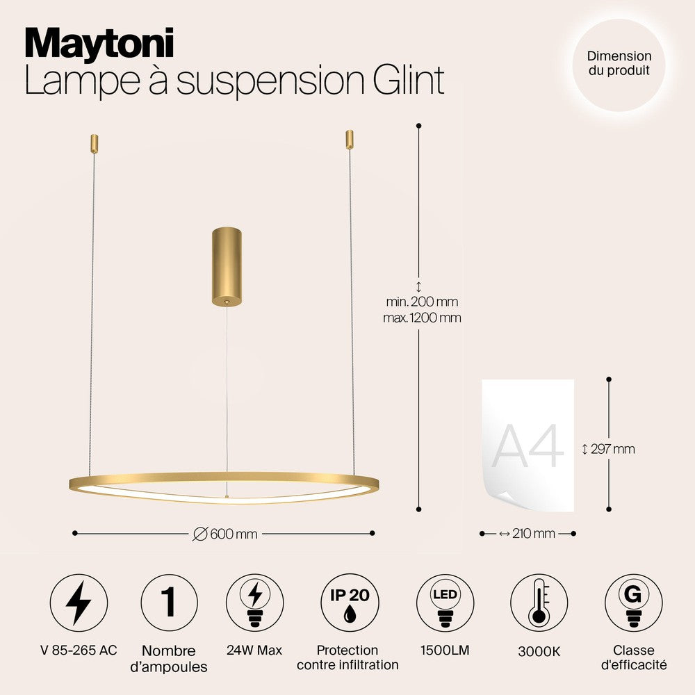 Glint Pendant Lamp With Brass Styling - Medium-Maytoni-South Charlotte Fine Lighting