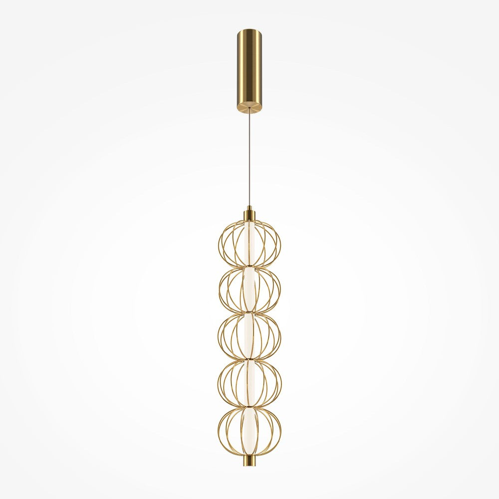 Golden Cage Vertical Pendant Lamp With Gold Styling-Maytoni-South Charlotte Fine Lighting