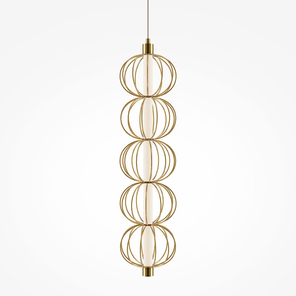 Golden Cage Vertical Pendant Lamp With Gold Styling-Maytoni-South Charlotte Fine Lighting