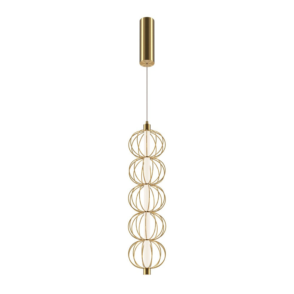 Golden Cage Vertical Pendant Lamp With Gold Styling-Maytoni-South Charlotte Fine Lighting