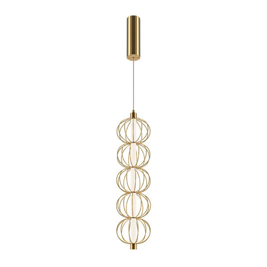 Golden Cage Vertical Pendant Lamp With Gold Styling-Maytoni-South Charlotte Fine Lighting