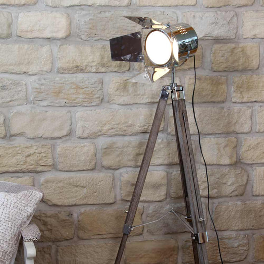 Grey tripod floor lamp adds a little Hollywood glamour and style to your home