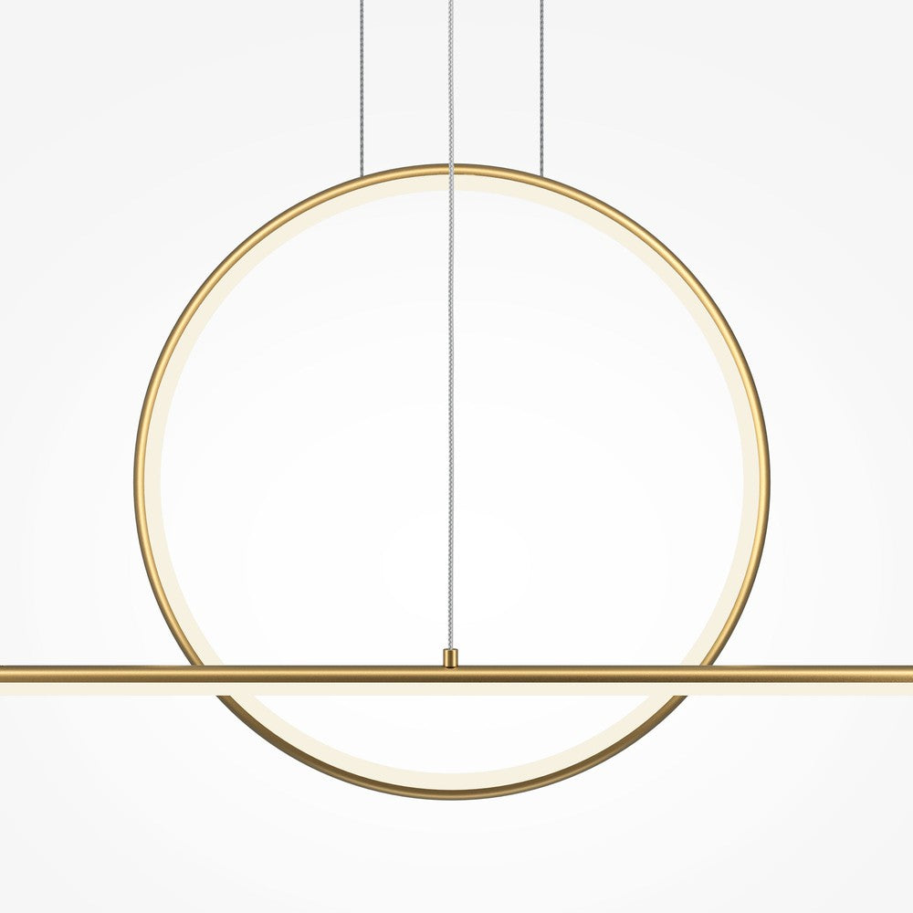 Halo Circle And Line Pendant Lamp With Brass Styling-Maytoni-South Charlotte Fine Lighting