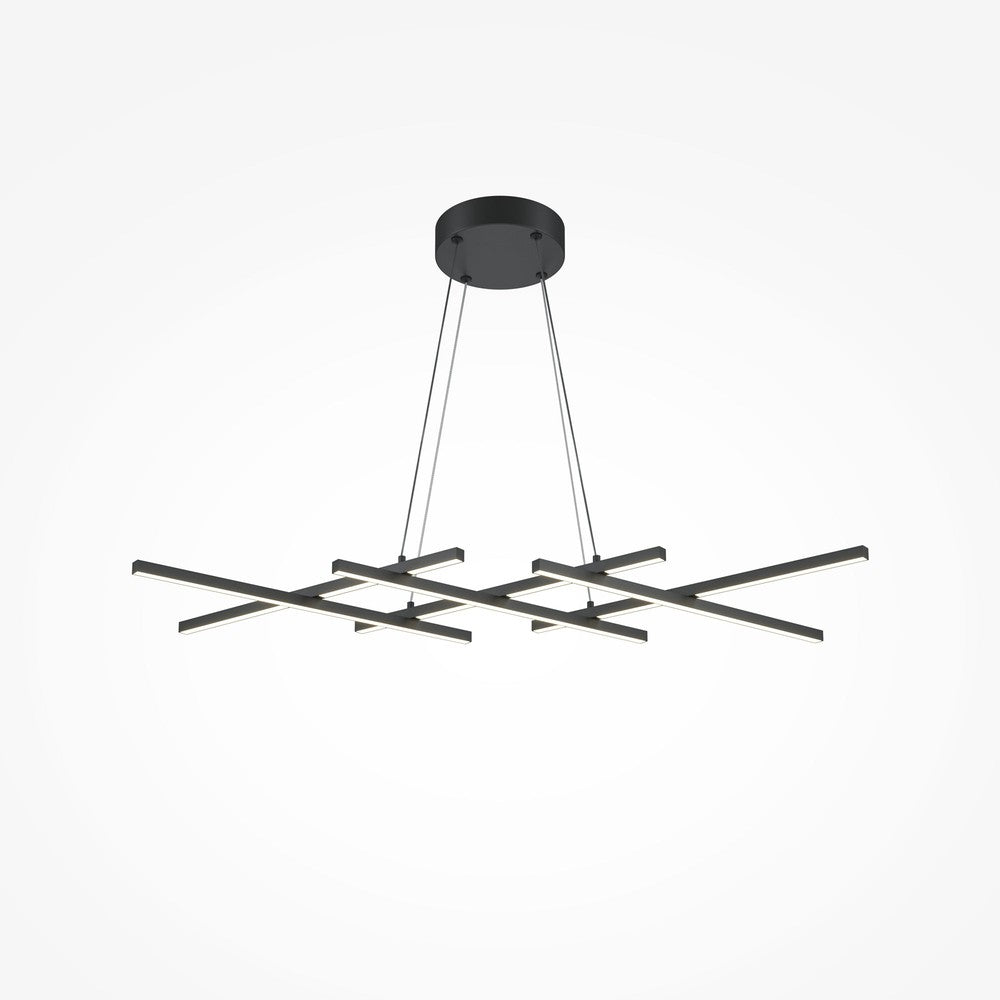 Halo Crosshatch Pendant Lamp In Black-Maytoni-South Charlotte Fine Lighting