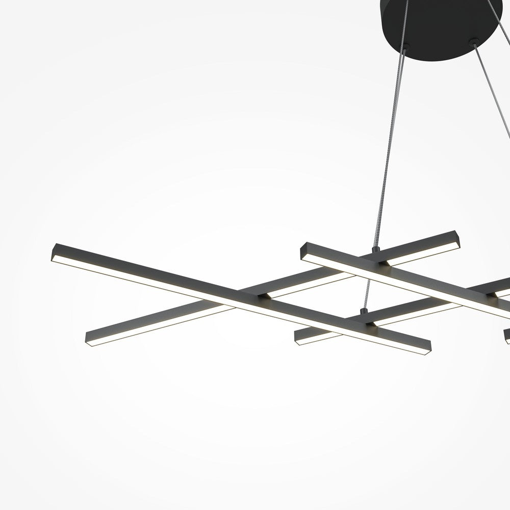 Halo Crosshatch Pendant Lamp In Black-Maytoni-South Charlotte Fine Lighting