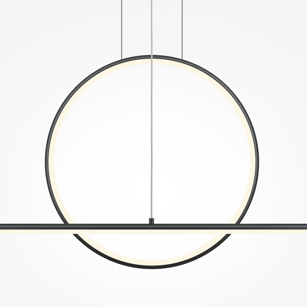 Halo Linear Pendant Lamp In Black With White Lampshade-Maytoni-South Charlotte Fine Lighting