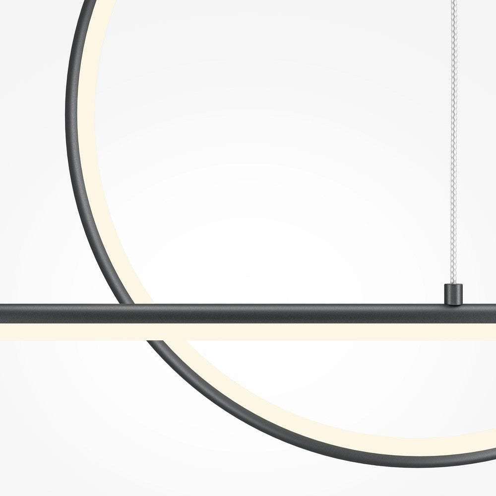 Halo Linear Pendant Lamp In Black With White Lampshade-Maytoni-South Charlotte Fine Lighting