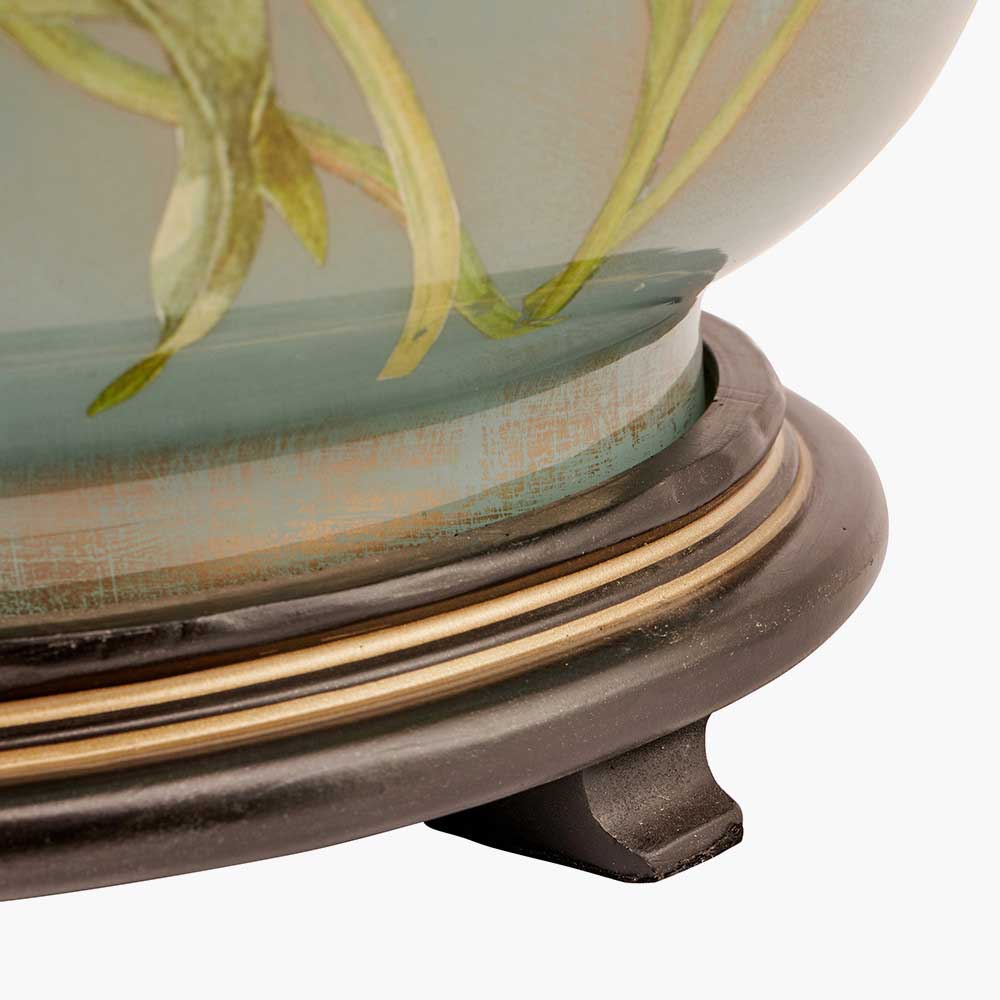 Detail on hand-painted table lamp base by Jenny Worrall and sold by South Charlotte Fine Lighting