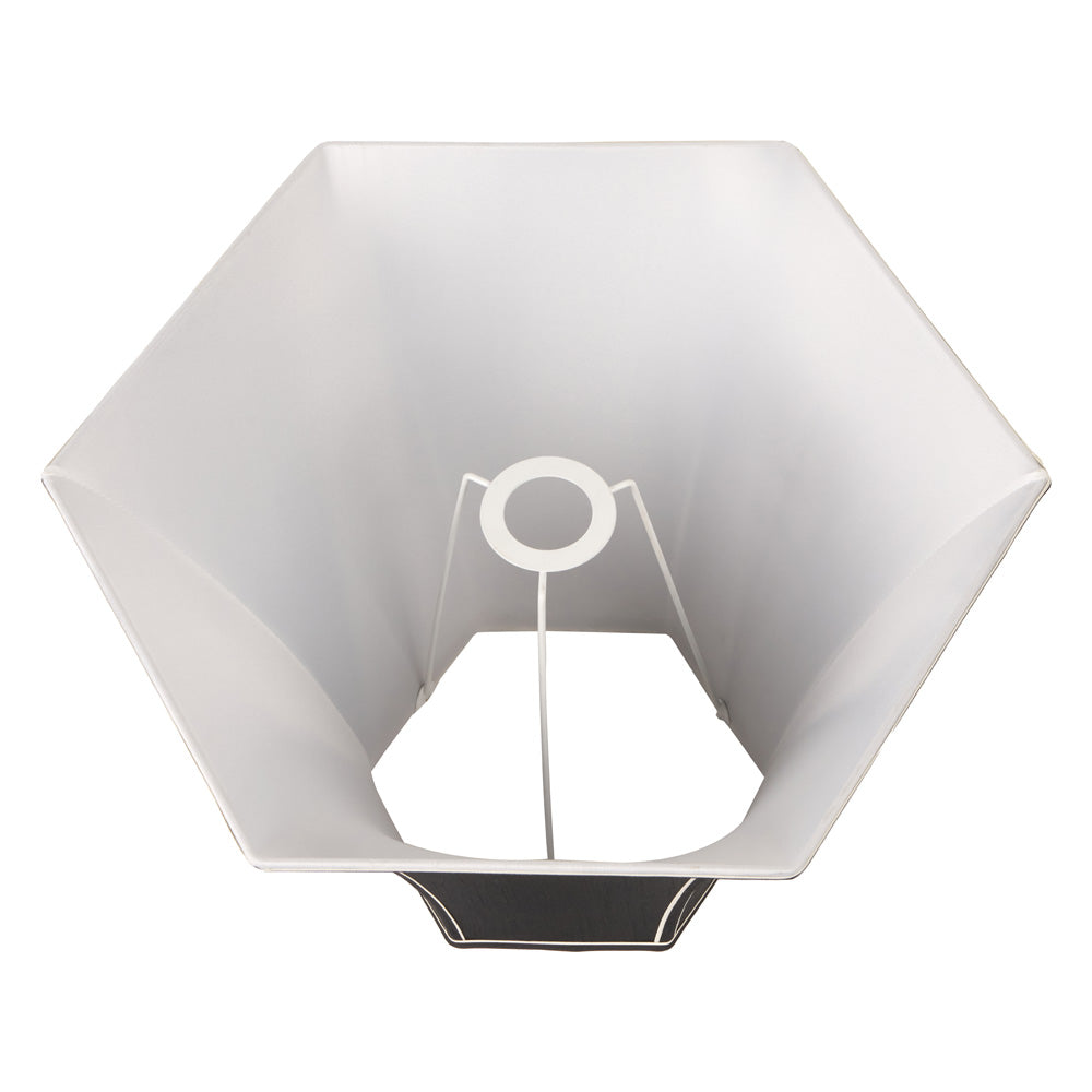 The Lyla black hexagon light shade features a white lining to help bounce more light back into the room
