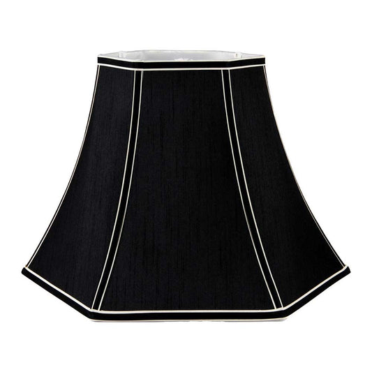 The Lyla hexagon lampshade in black with white edging tape