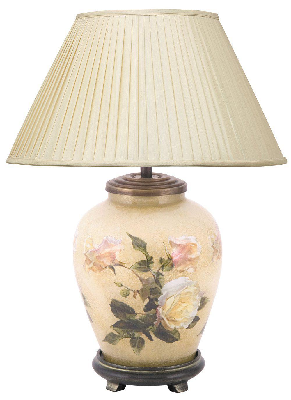 Classic Rose Small Glass Table Lamp Base with empire lamp shade