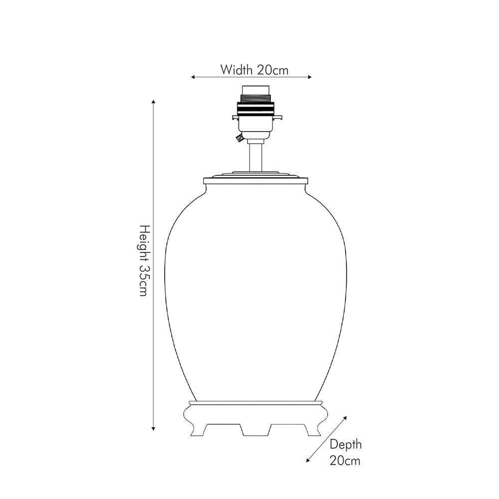 Sizes for Guinea Fowl Medium Glass Table Lamp Base