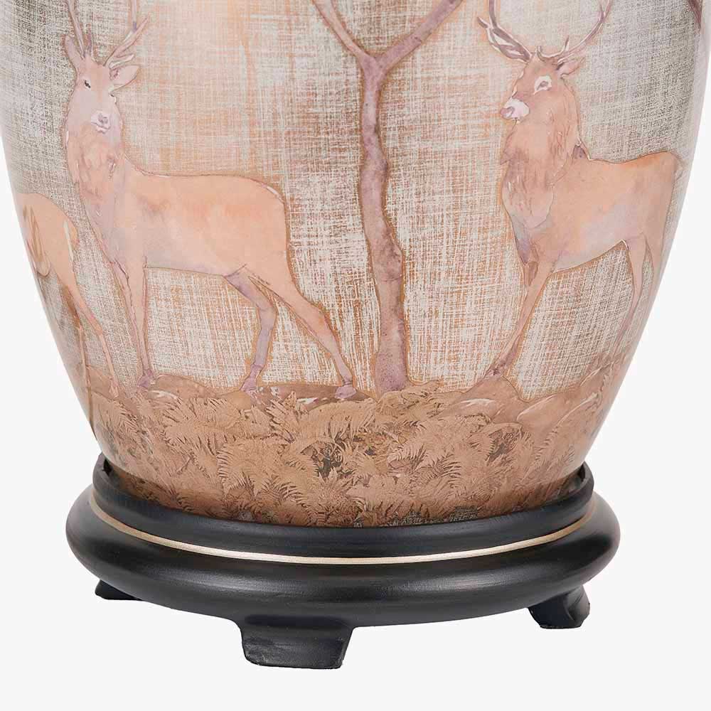 Stag table lamp base from Jenny Worrall features beautifully drawn pictures of stags