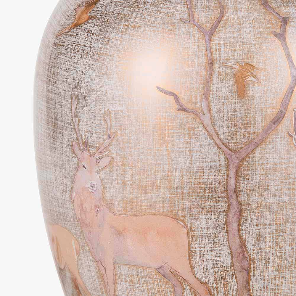 Close-up on stag on Jenny Worrall table lamp base