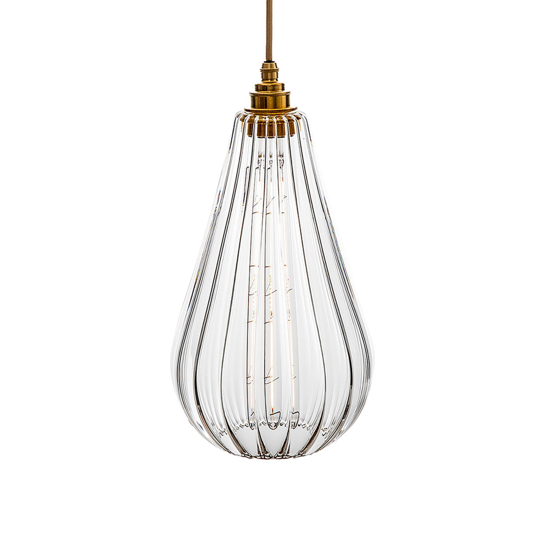 Kingston glass pendant light with a ribbed glass style from South Charlotte Fine Lighting