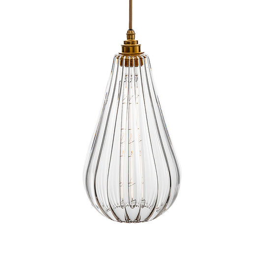 Kingston glass pendant light with a ribbed glass style from South Charlotte Fine Lighting