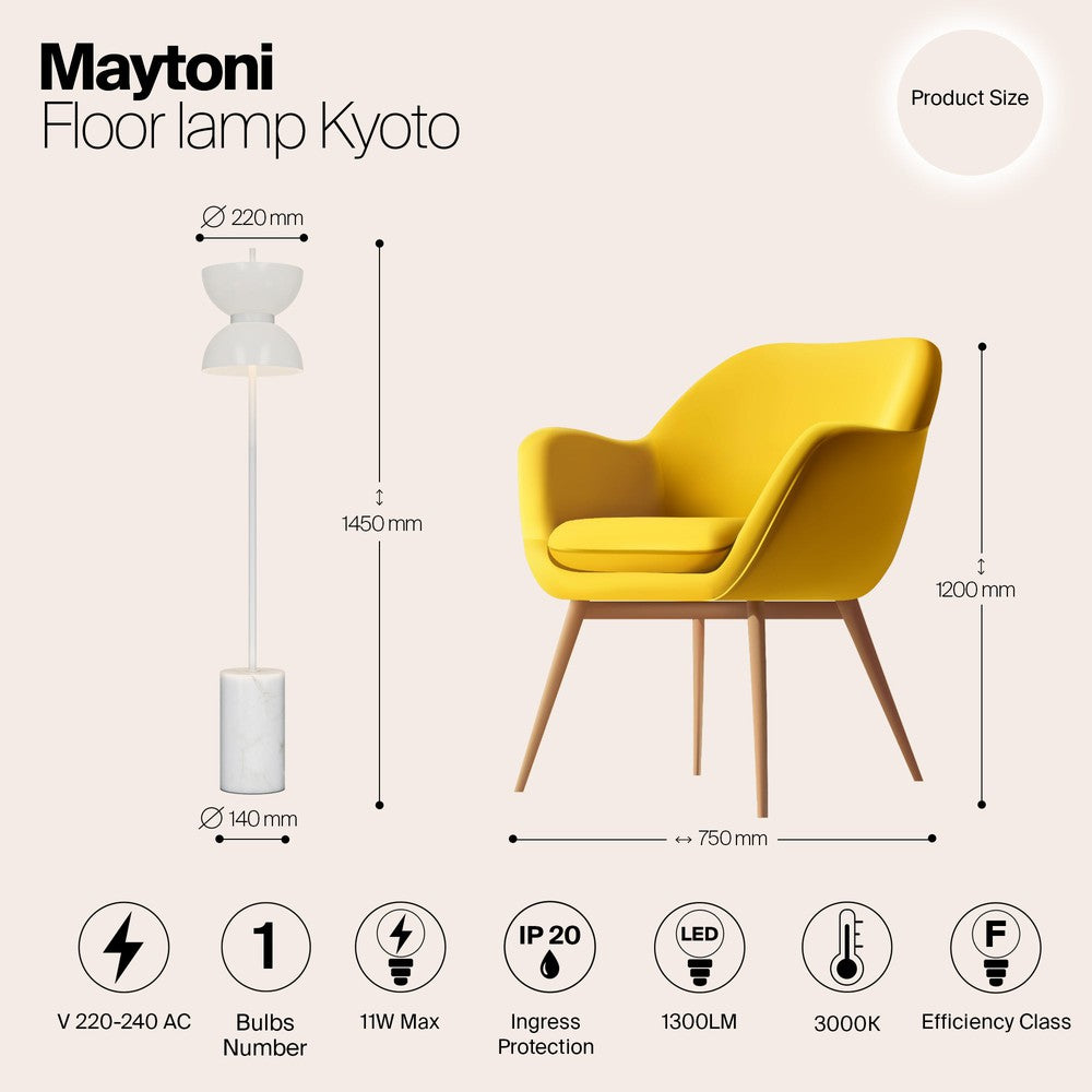 Kyoto Floor Lamp In White-Maytoni-South Charlotte Fine Lighting