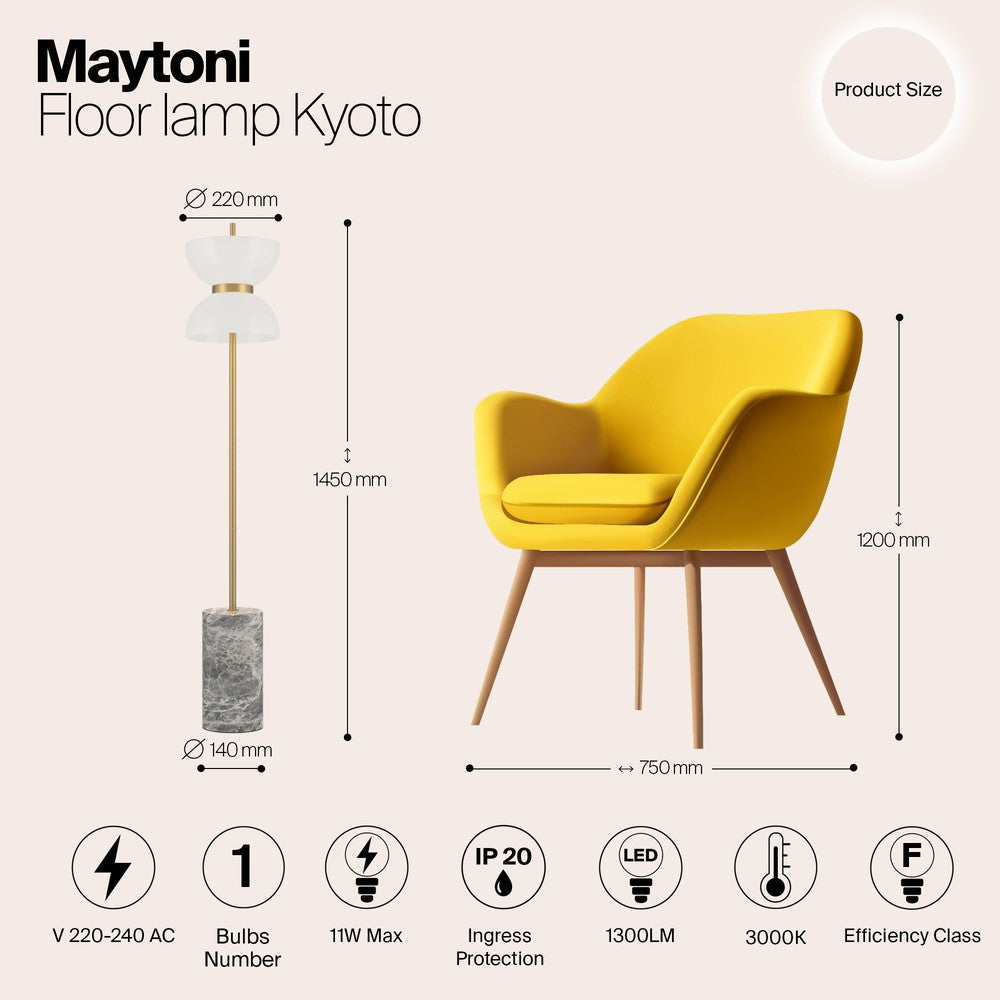 Kyoto Floor Lamp With Gold and grey Styling-Maytoni-South Charlotte Fine Lighting