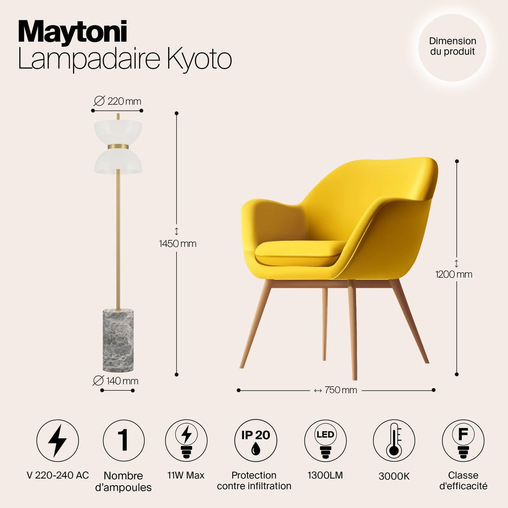 Kyoto Floor Lamp With Gold and grey Styling-Maytoni-South Charlotte Fine Lighting