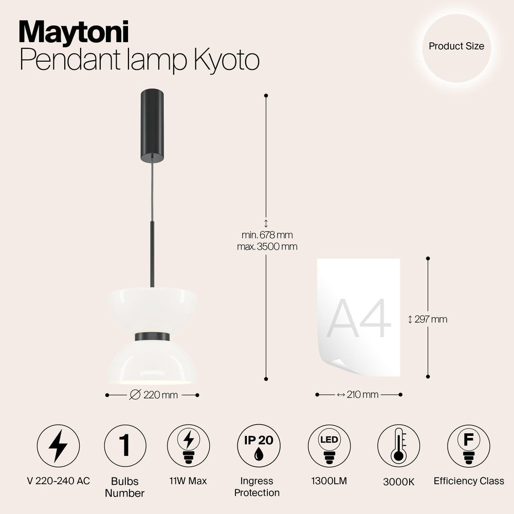 Kyoto Pendant Lamp In Black - Wide-Maytoni-South Charlotte Fine Lighting