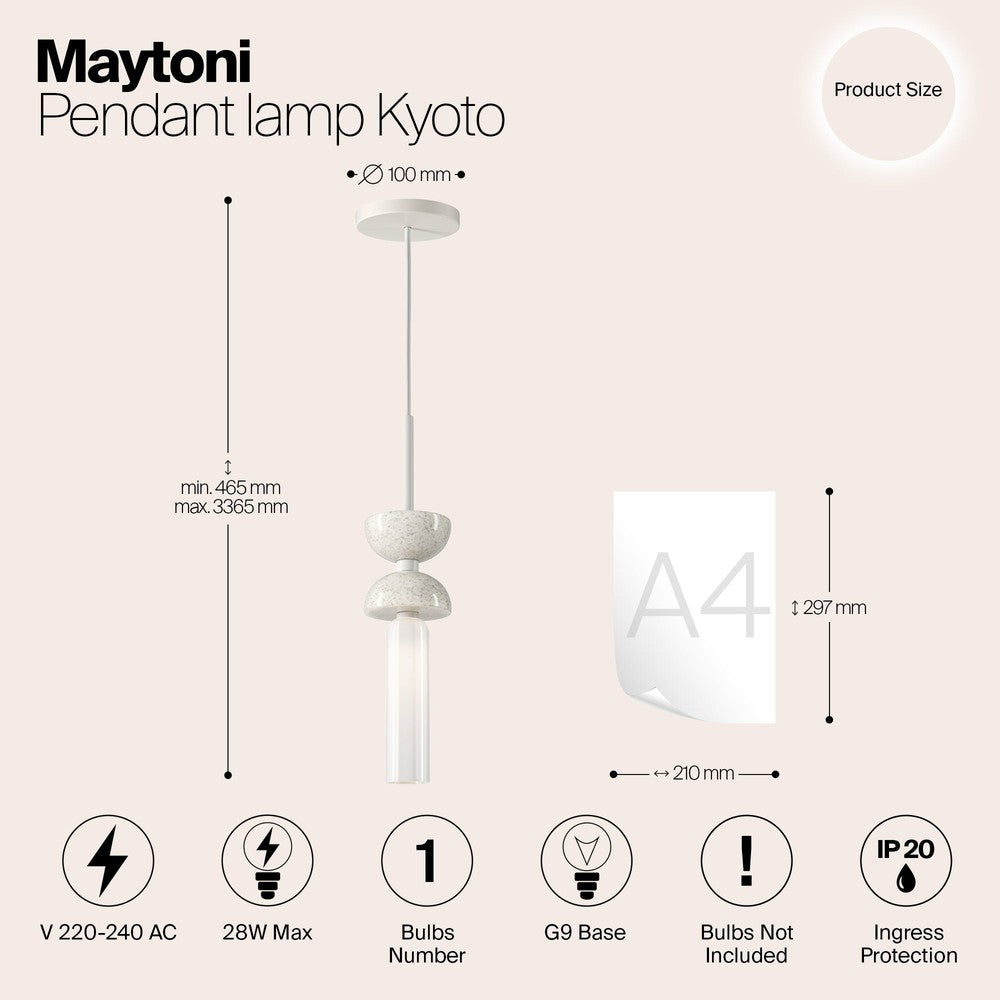 Kyoto Pendant Lamp Wide In White-Maytoni-South Charlotte Fine Lighting