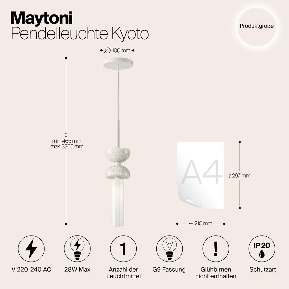 Kyoto Pendant Lamp Wide In White-Maytoni-South Charlotte Fine Lighting