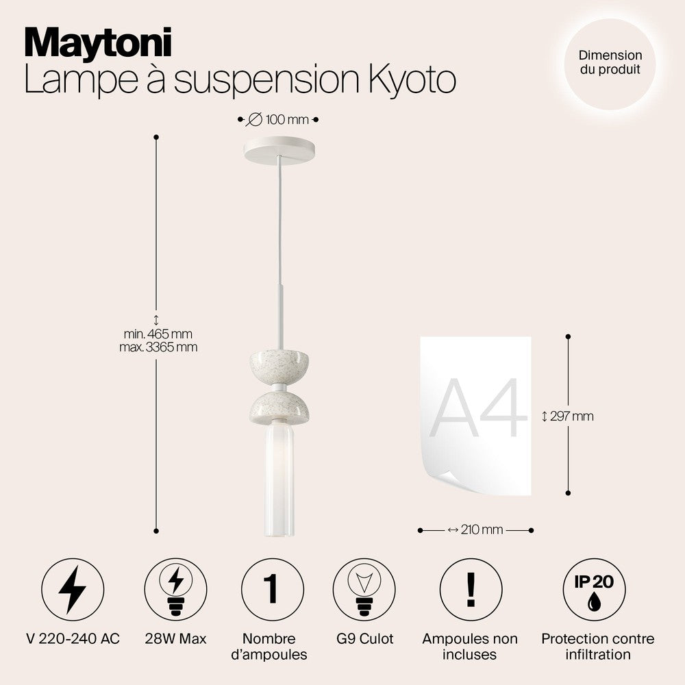 Kyoto Pendant Lamp Wide In White-Maytoni-South Charlotte Fine Lighting