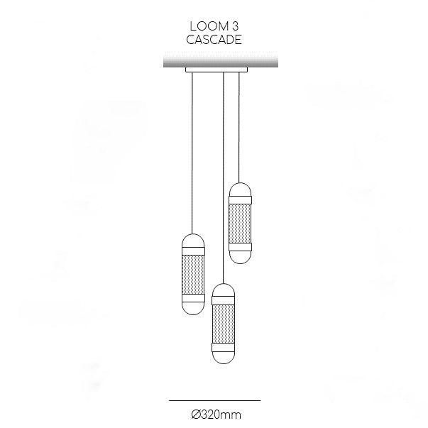 Dimensions for LOOM Pendant Light, supplied by South Charlotte Fine Lighting
