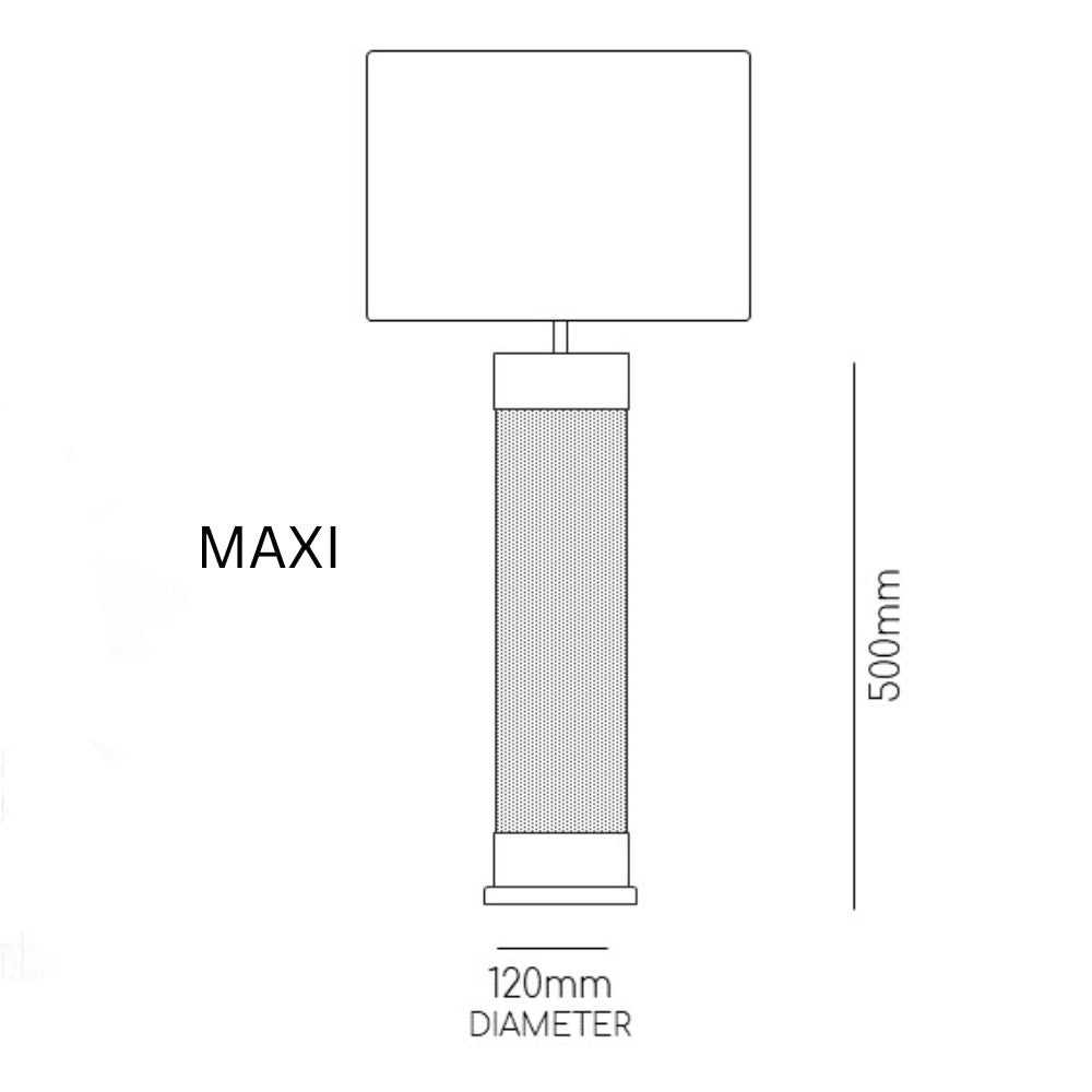 Dimensions for Arcform LOOM Maxi size LOOM Table Lamp, supplied by South Charlotte Fine Lighting
