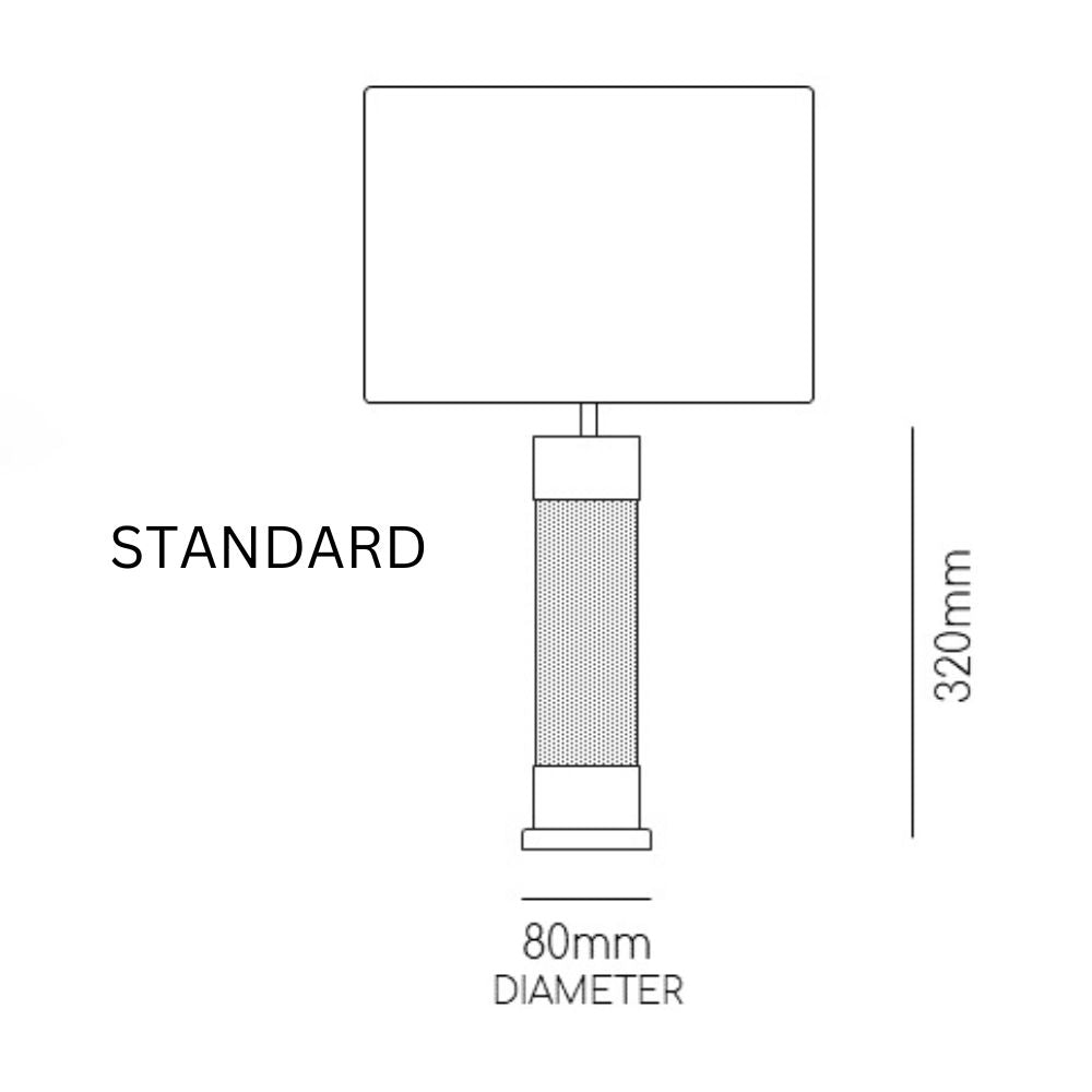 Dimensions for Arcform LOOM Standard size LOOM Table Lamp, supplied by South Charlotte Fine Lighting