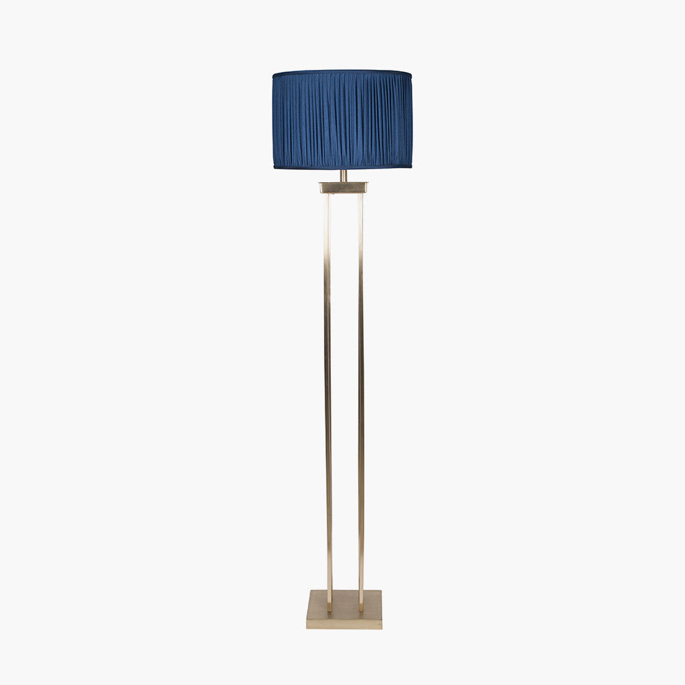 Langston brass floor lamp with optional blue lampshade