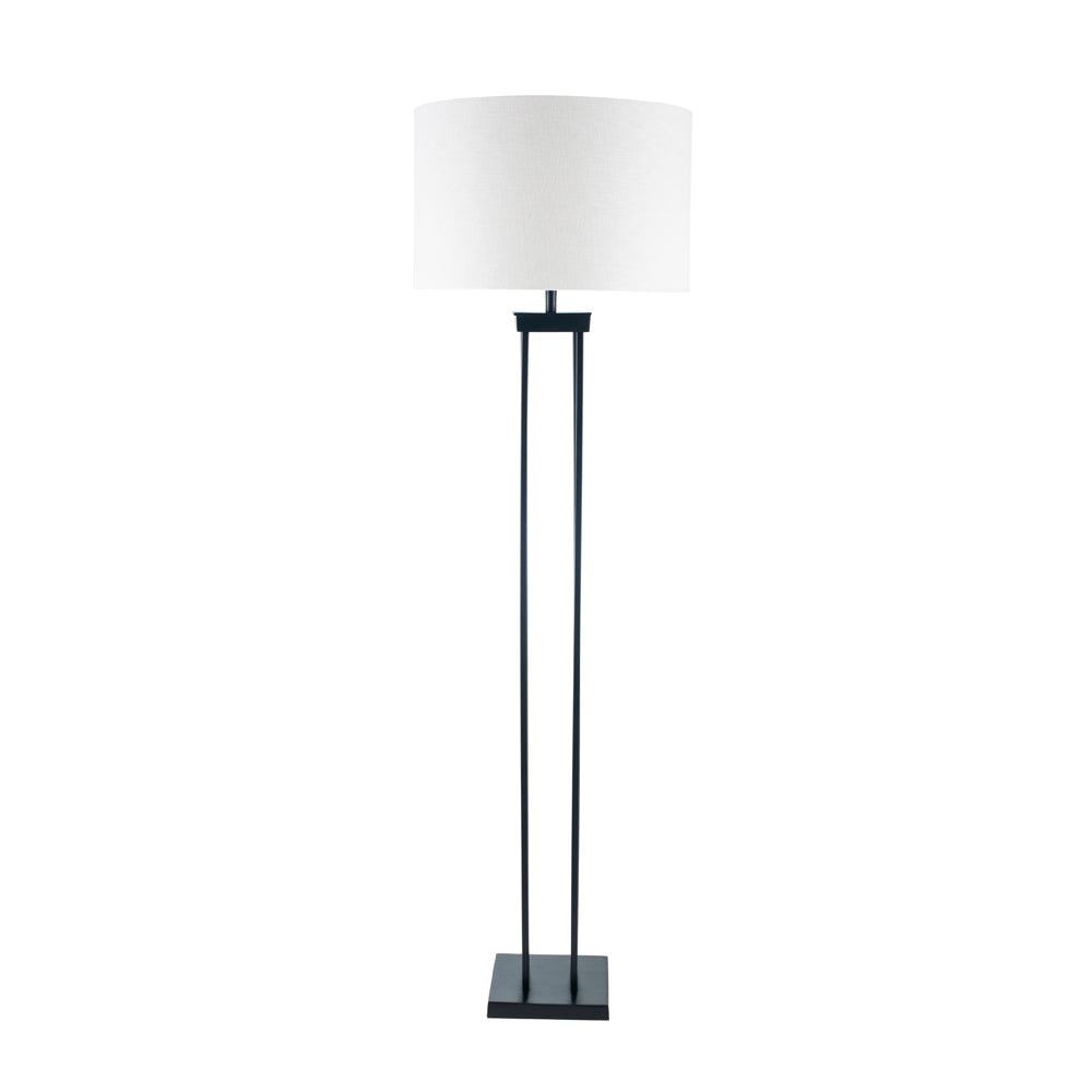 Langston floor lamp black with optional white lampshade from South Charlotte Fine Lighting