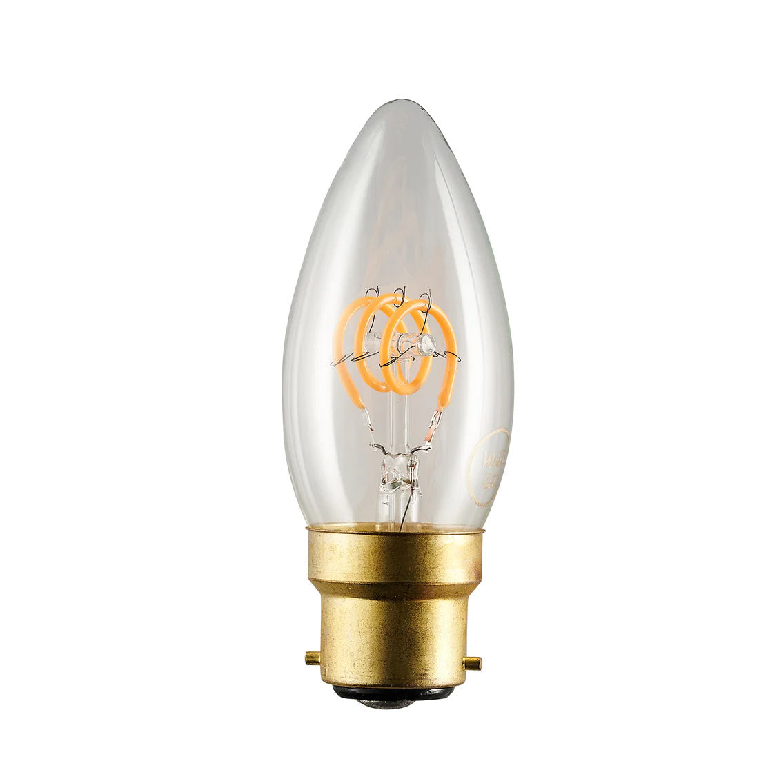 The Leda Decorative LED Candle Bulb has a B22 fitting and is a fancy bulb for lamps.