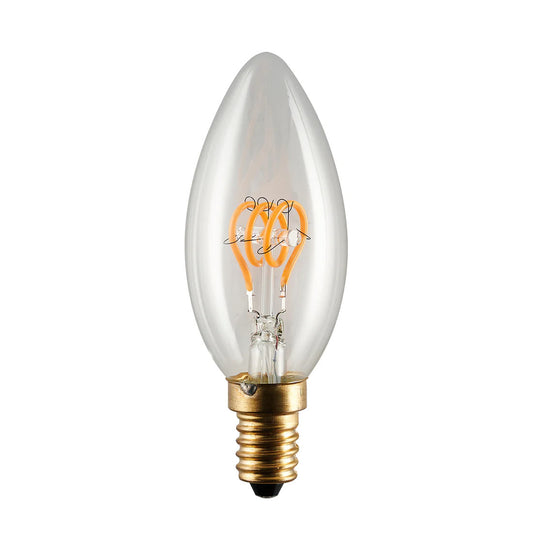Leda Decorative LED Candle Bulb for E14 and E27 light fittings. It's also considered to be a fancy bulb for lamps as it's decorative only.