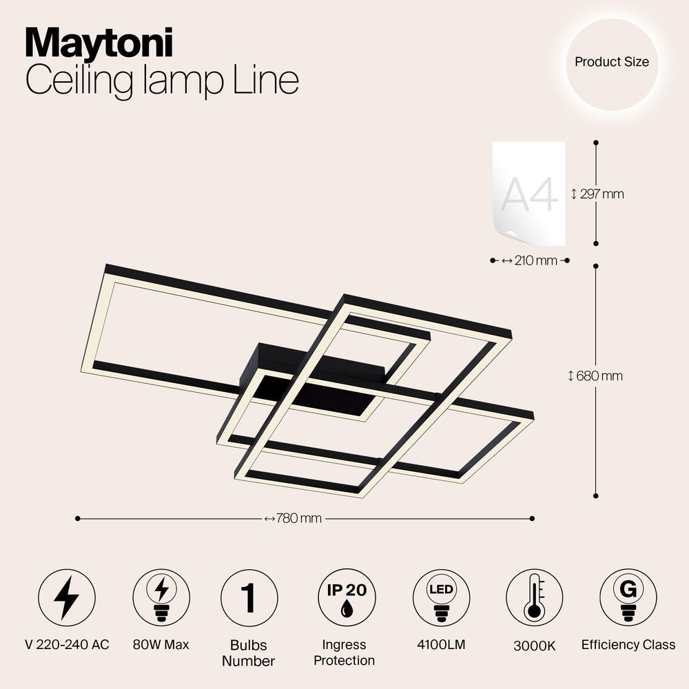 Line Ceiling Lamp In Black-Maytoni-South Charlotte Fine Lighting